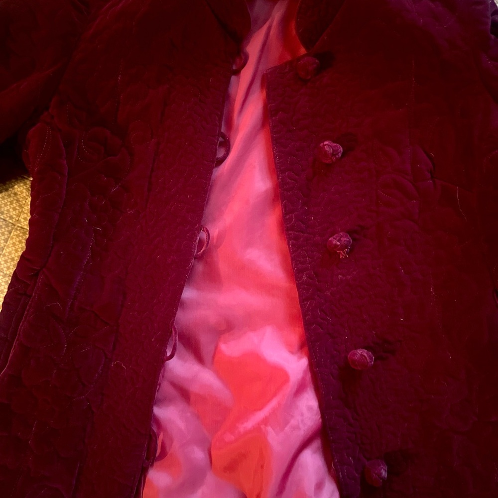 Vintage Velvet Burgundy Jacket with Embroidery - Picture 9 of 12